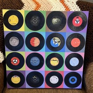 Vintage 45 RPM Vinyl Record Pop Art Canvas - Multicolor